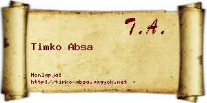 Timko Absa névjegykártya